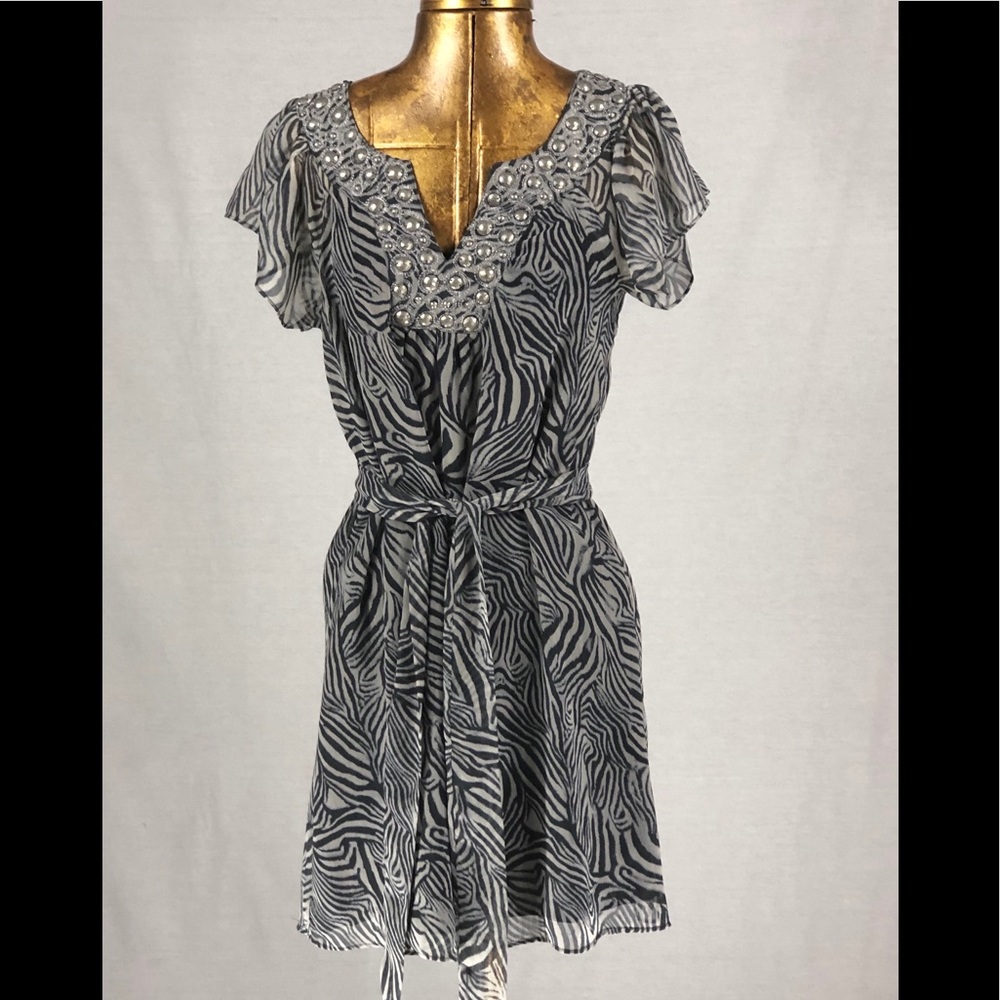 Ark &Co Sz S Grey / White Slip On Dress